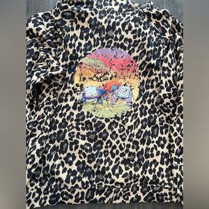 NICOLE MILLER graphic hoodie , cheetah print sz L